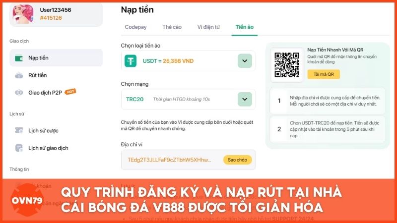 Quy trình đăng ký và nạp rút tại nhà cái bóng đá VB88 được tối giản hóa, đảm bảo an toàn tuyệt đối nhờ hệ thống bảo mật đa lớp