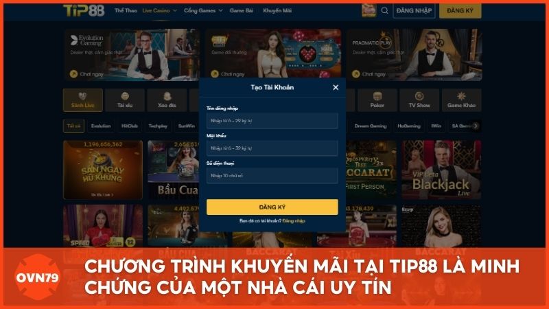Giao diện đăng ký và nạp rút tại Tip88 được tối ưu hóa tối giản, giúp người chơi dễ dàng thực hiện thao tác chỉ trong vài phút