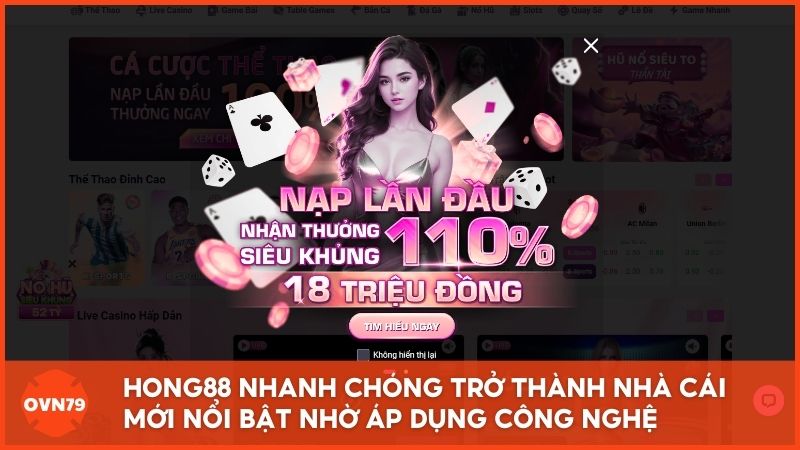 Giao diện tối ưu và công nghệ vượt trội giúp nhà cái mới Hong88 nhanh chóng trở thành nhà cái mới nổi bật thu hút hàng triệu lượt truy cập mỗi ngày